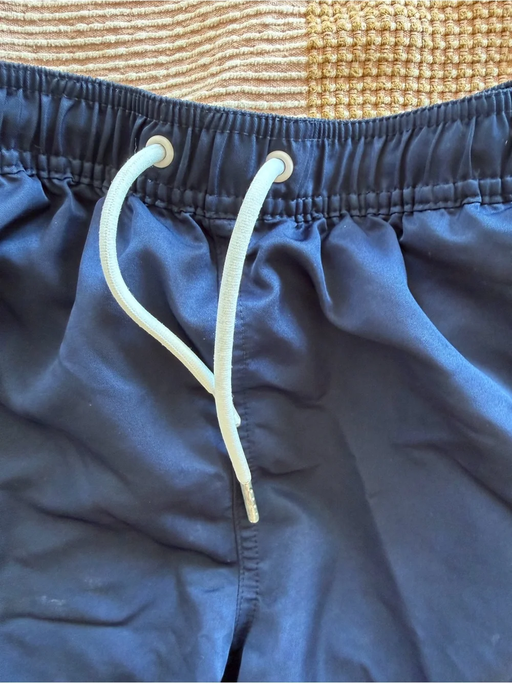 Topman Navy Swim Trunks with White Drawstring